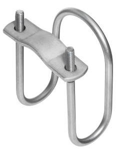 ETRIER DOUBLE INOX  FILETE POUR FIXATION TUBE-SANS ECROU-AVEC PLATINE