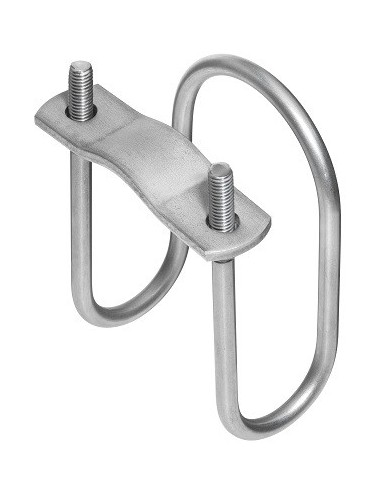 ETRIER DOUBLE INOX  FILETE POUR FIXATION TUBE-SANS ECROU-AVEC PLATINE