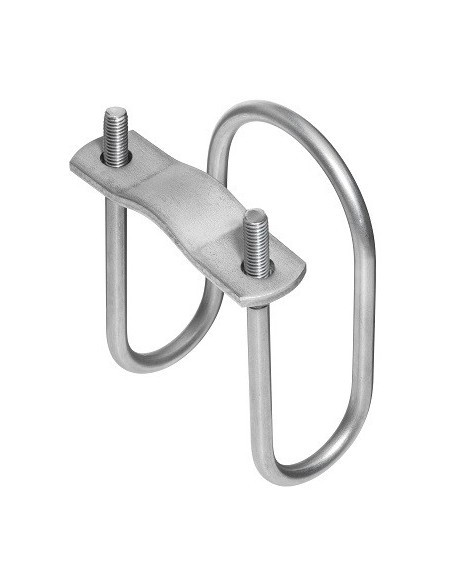 ETRIER DOUBLE INOX  FILETE POUR FIXATION TUBE-SANS ECROU-AVEC PLATINE