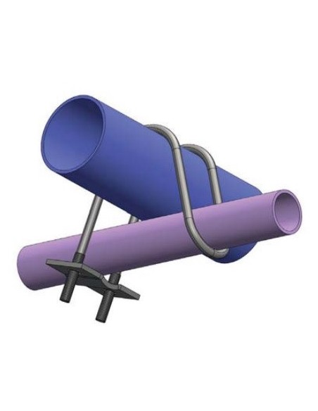 ETRIER DOUBLE INOX  FILETE POUR FIXATION TUBE-SANS ECROU-AVEC PLATINE