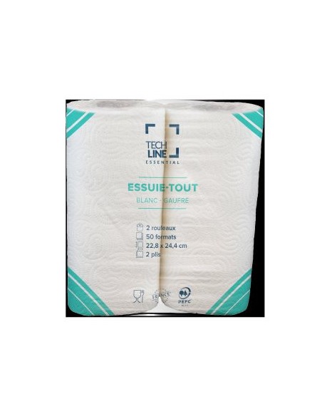 PAPIER ESSUIE TOUT PURE OUATE TYPE MENAGER-BLANC-2 PLIS PREDECOUPES