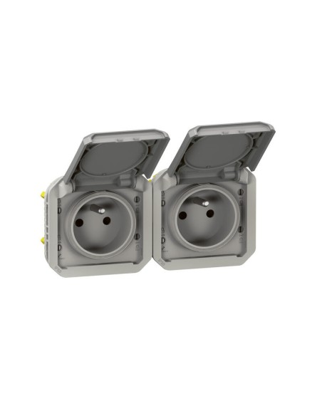 PRISE DOUBLE PRE CABLEE POUR BOITIER MURAL DOUBLE HORIZ-MONO-2 P + T