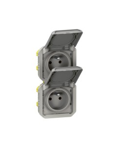 PRISE DOUBLE PRE CABLEE POUR BOITIER MURAL DOUBLE VERTIC-MONO-2 P + T