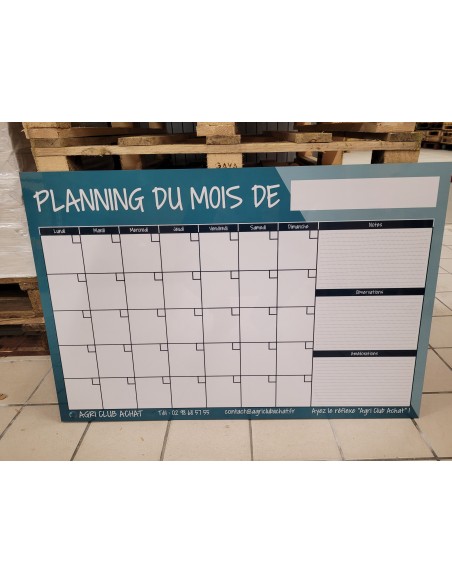 TABLEAU PLANNING BLANC MENSUEL LAQUE