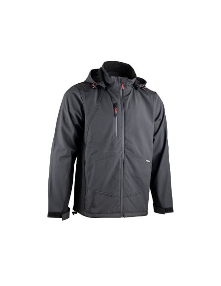 VESTE SOFTSHELL A CAPUCHE ROCK - GRIS ROUGE 