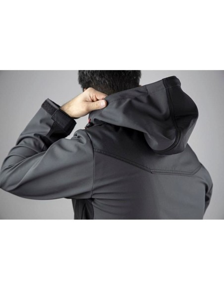 VESTE SOFTSHELL A CAPUCHE ROCK - GRIS ROUGE 