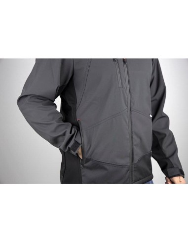 VESTE SOFTSHELL A CAPUCHE ROCK - GRIS ROUGE 