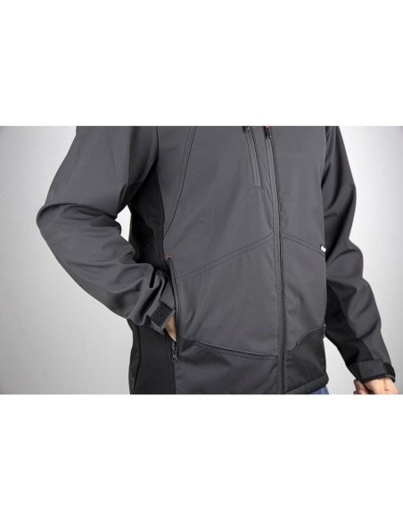 VESTE SOFTSHELL A CAPUCHE ROCK - GRIS ROUGE 