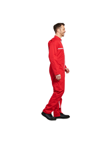 COMBINAISON 2 ZIPS POLY/COTON ROUGE 245GR/M2