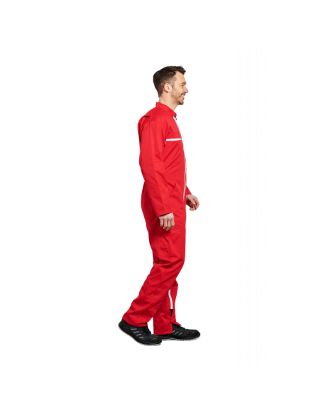 COMBINAISON 2 ZIPS POLY/COTON ROUGE 245GR/M2