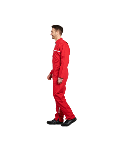 COMBINAISON 2 ZIPS POLY/COTON ROUGE 245GR/M2