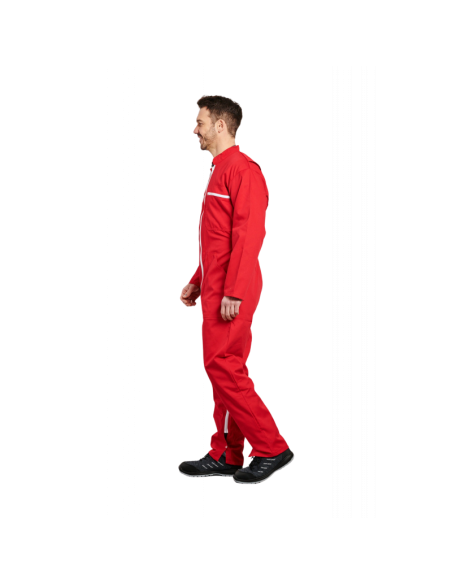 COMBINAISON 2 ZIPS POLY/COTON ROUGE 245GR/M2