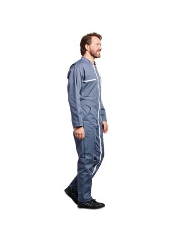 COMBINAISON 2 ZIPS POLY/COTON GRIS 245GR/M2