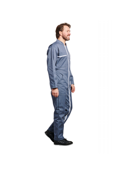 COMBINAISON 2 ZIPS POLY/COTON GRIS 245GR/M2