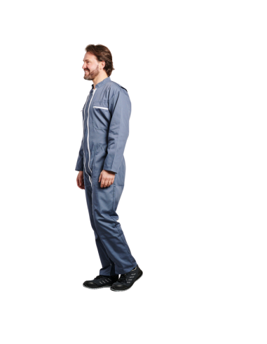 COMBINAISON 2 ZIPS POLY/COTON GRIS 245GR/M2