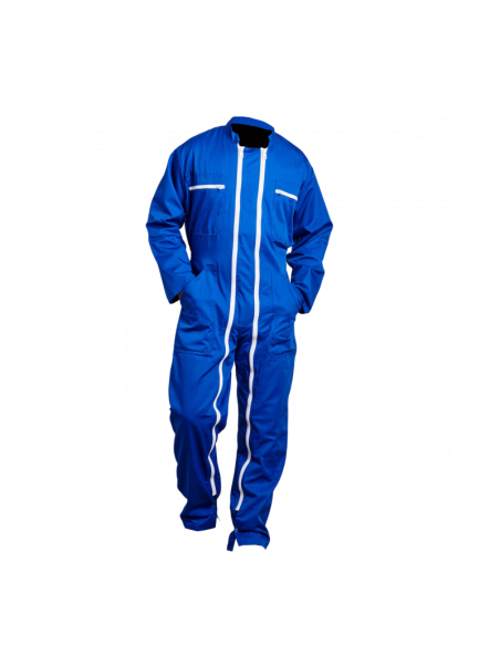 COMBINAISON 2 ZIPS POLY/COTON BLEU 245GR/M2