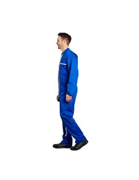 COMBINAISON 2 ZIPS POLY/COTON BLEU 245GR/M2