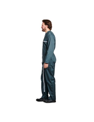 COMBINAISON 2 ZIPS POLY/COTON VERT US 245GR/M2