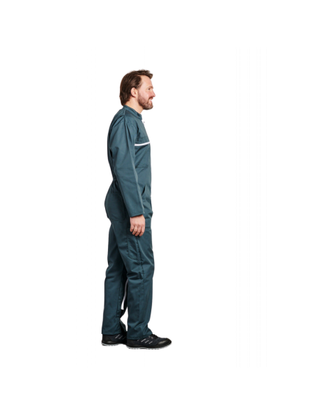 COMBINAISON 2 ZIPS POLY/COTON VERT US 245GR/M2