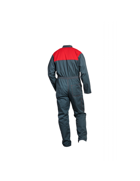 COMBINAISON BICOLORE 2 ZIPS POLY/COTON VERT-ROUGE 