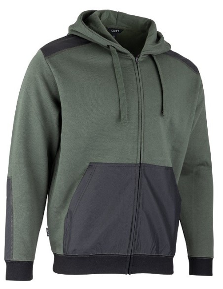 VESTE MOLLETON A CAPUCHE HUDSON KAKI/NOIR