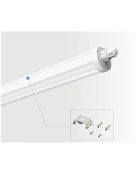 REGLETTE LED INTEGREE ETANCHE SANS TUBE-CROCHETS INOX SUSP