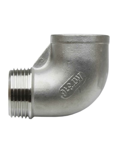 RACCORD INOX A VISSER PRESSION 20 BARS - COUDE INOX FILETE / TARAUDE