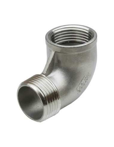 RACCORD INOX A VISSER PRESSION 20 BARS - COUDE INOX FILETE / TARAUDE