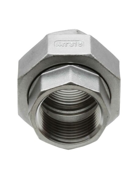 RACCORD INOX A VISSER PRESSION 20 BARS - UNION 3 PIECES INOX TARAUDE