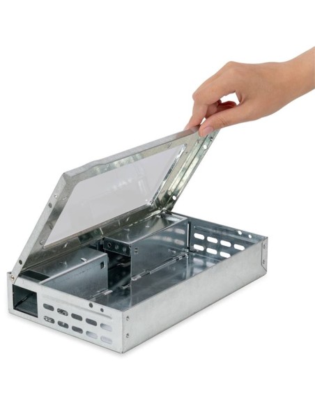 BOITE PIEGE CAPTURE NON CHIMIQUE METAL AVEC COUVERCLE TRANSPARENT