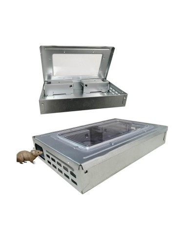 BOITE PIEGE CAPTURE NON CHIMIQUE METAL AVEC COUVERCLE TRANSPARENT