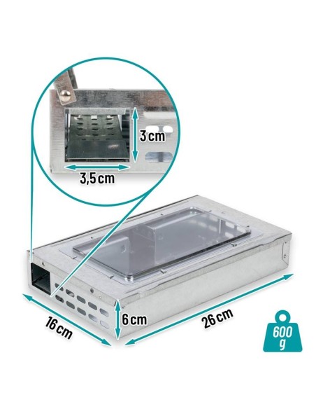 BOITE PIEGE CAPTURE NON CHIMIQUE METAL AVEC COUVERCLE TRANSPARENT