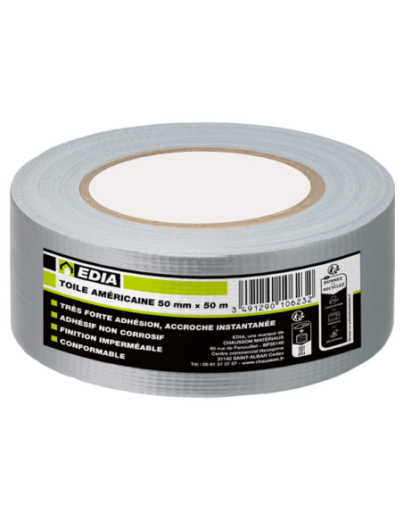 RUBAN ADHESIF - GRIS -TOILE MULTI-USAGES